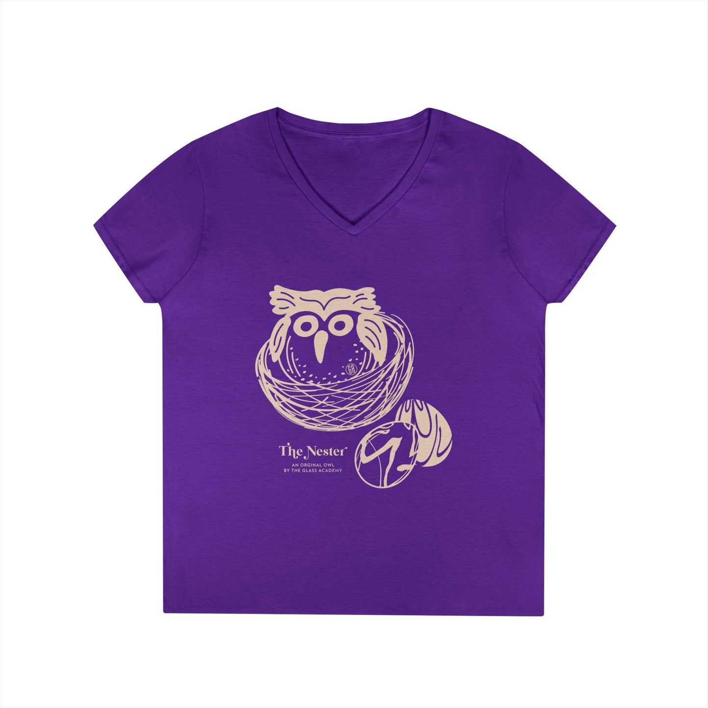 Tee V-Neck  — 'The Nester Owl' Women's Graphic T-Shirt