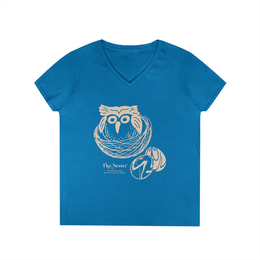 Tee V-Neck  — 'The Nester Owl' Women's Graphic T-Shirt
