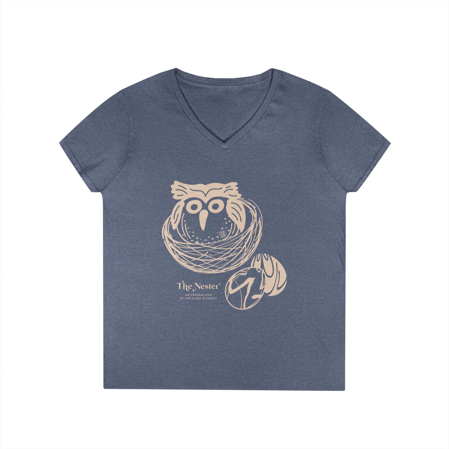 Tee V-Neck  — 'The Nester Owl' Women's Graphic T-Shirt