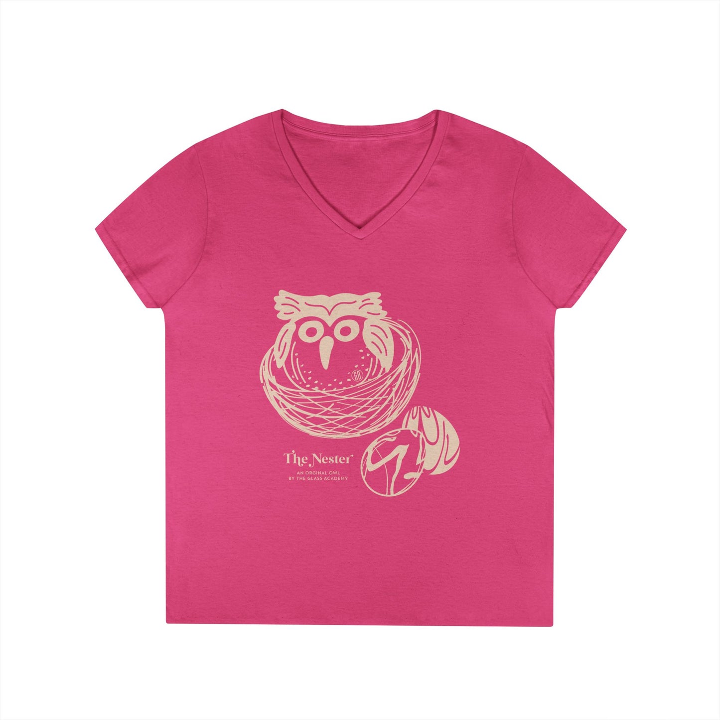 Tee V-Neck  — 'The Nester Owl' Women's Graphic T-Shirt