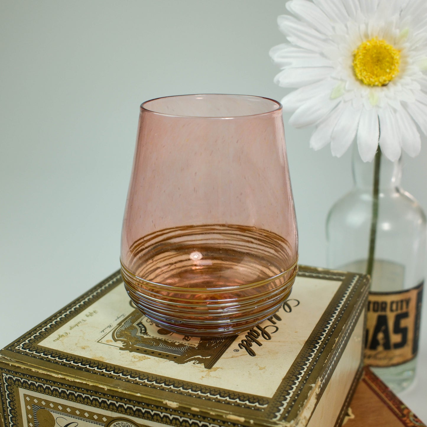 Ribboned Stemless Wine Glasses