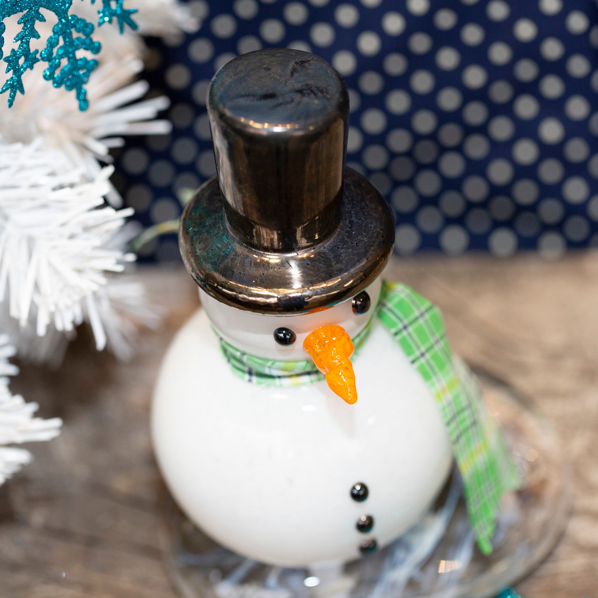 Blown Glass Snowmen Salt & Pepper Set