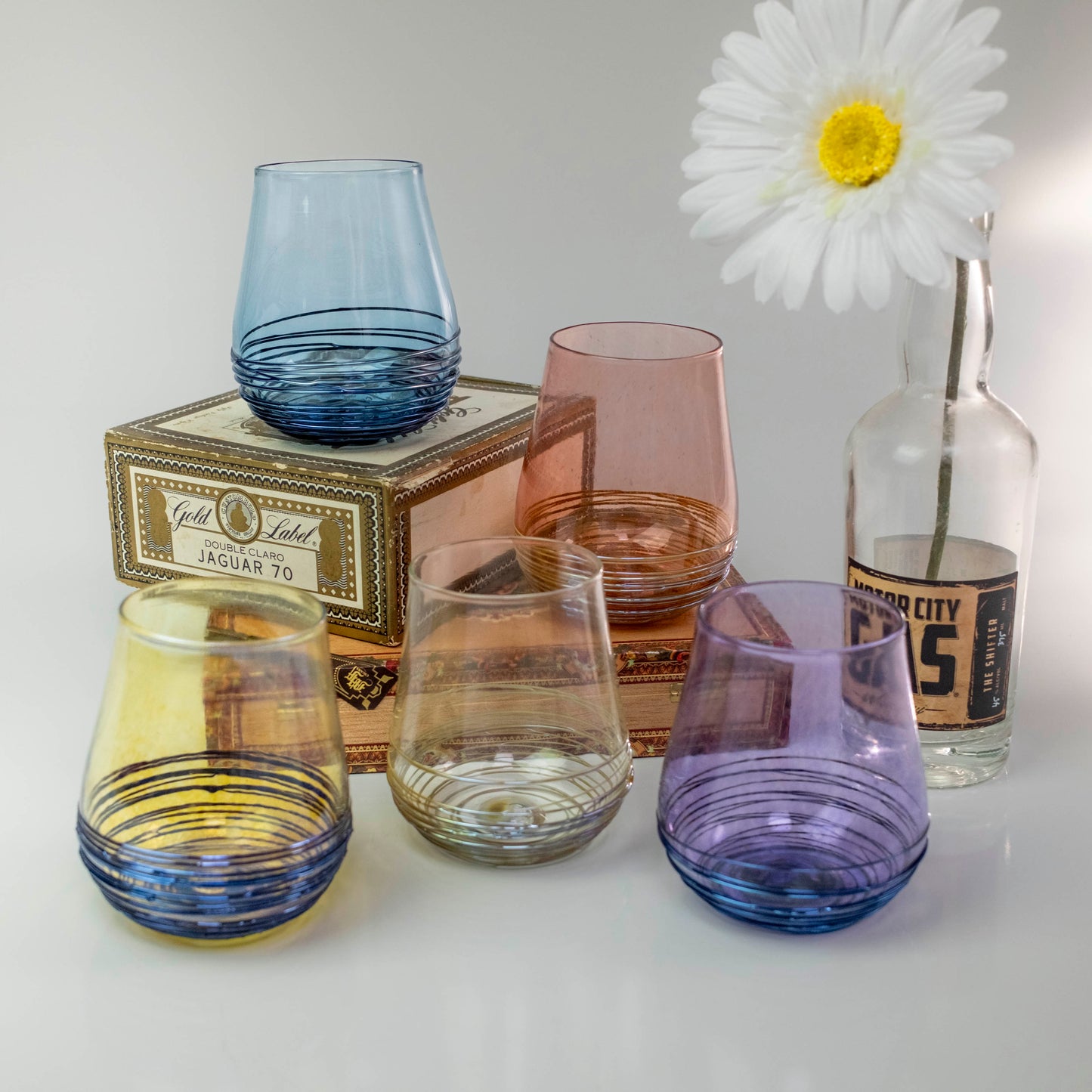 Ribboned Stemless Wine Glasses